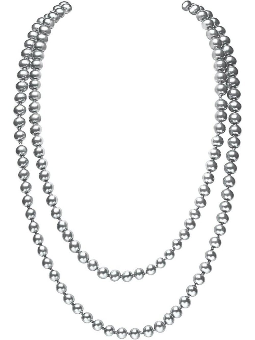 Women's Grey Pearl Necklace 59 Inch Long Faux Pearl 1920s Flapper Choker